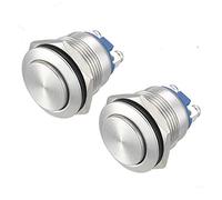 APIELE Lot de 2 interrupteurs à bouton-poussoir momentanés 19 mm 250 V 5 A en acier inoxydable étanche pour voiture