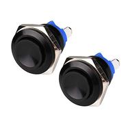 APIELE Lot de 2 interrupteurs momentanés à bouton-poussoir 16 mm 250 V AC 5 A 12 V 36 V CC 2 A 1 NO SPST en alliage d'aluminium étanche Interrupteur momentané à bouton-poussoir pour voiture