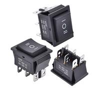 APIELE Lot de 3 interrupteurs à bascule 3 positions ON/OFF avec DPDT 6 broches, 250 V 16 A, interrupteur à bascule Rocker pour maison, industrie, bricolage KCD2-203N (noir)