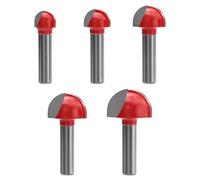 APIELE Lot de 5 outils de travail du bois, fraises à tige ronde de 8 mm, fraises à tête sphérique, en métal dur 16 mm, 18 mm, 22 mm, 25 mm, 32 mm