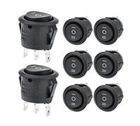 APIELE Lot de 8 interrupteurs à bascule, 3 positions ON-OFF-ON avec SPDT 3 broches, 250 V 6 A, interrupteur à bascule pour maisons, industrie, bricolage KCD1-5-103 - Interrupteur rond