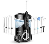 Apiker Hydropulseur Dentaire 10 Pression -Water Flosser Puissant 8 Düsen -Tartre Dentaire Nettoyage 600ml IPX7 - Detartreur Dentaire und Nettoyage Dent Jet Électrique für Familien, Noir