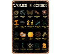 APILOT Plaque en métal vintage « Women in Science » - Panneau vertical en étain - Cadeau pour professeur de science féministe - Panneau en aluminium pour salle de bain, cuisine, maison, bar, café