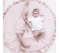 Apioiqa Tapis de jeu rose pour enfants, tapis de jeu pour bébé, tapis tipi pour enfants, tapis rond à volants pour bébé, tapis en coton pour sol de bébé, décoration de chambre d'enfant, 99,8 cm