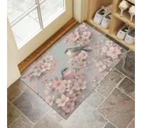Apis de Chambre Doux Oiseaux et branches de fleurs roses, Tapis de Salon Fleurs rétro Antidérapant Lavable en Machine Decor 40 x 60 cm, Moquette pour Salle de séjour Chambre d'enfant Salle de Jeu