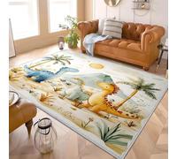 apis Imprimé poils Courts lavable en Machine 160x230 cm Dinosaures en dessin animé Antidérapant Tapis Nettoyage Facile doux pas d'épilation Blanc clair Idéal salon Chambre Couloir salle à Manger