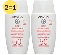 Apivita Bee Sun Safe Daily Age Repair Fluide Visage Rides, Taches & Éclat Spf50 Crème Protection Solaire 2x50 ml