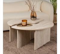 APIX - Table basse ronde duo effet travertin 90cm