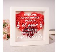 Apjielop Cadeau Amoureux pour Femme, Rose Eternelle Décoration pour Petite Amie Ma Femme, Cadeau Couple, Idée Cadeau Saint Valentin/Anniversaire, Cadeau Original Amoureux pour Elle