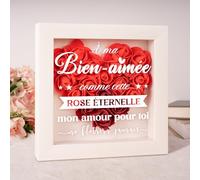 Apjielop Cadeau pour Femme Homme Rose Eternelle Décoration Cadre, Cadeau Saint Valentin pour Lui et Elle Anniversaire Mariage Anniversaire de Mariage Homme Femme