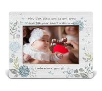 APJYM Cadre photo chrétien pour baptême de bébé - 12,7 x 17,8 cm - Cadeau de baptême catholique pour garçons et filles - May God Bless You As You Grow and Fill Your Heart with Love