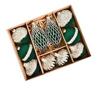 Apkibc Boule de Noël floquée, Ensemble de Boules de Noël floquées et pailletées, Offre Un Excellent Rapport qualité-Prix avec Un Design dimensionnel (Vendu par Lot de 10)(Dark Green,30 * 24 * 8CM)