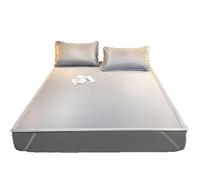 Apkibc Housse de Matelas en Bambou, Housse de Couette fraîche en Soie glacée d'été, Tissu mère et bébé de qualité A, Refroidissement Rapide, adapté à la Maison(Gray,200cm*220cm/68)