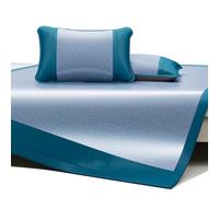 Apkibc Tapis rafraîchissant en Soie glacée Carbon Light, Ensemble de Trois pièces de Couleur Unie pour l'été, Lavable et Pliable, idéal pour Les Chambres(Blue,2 * 2.2)