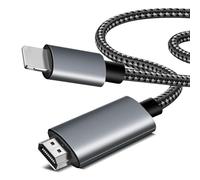 APKLVSR Câble HDMI pour TV 2 M, câble Light-ning HDMI 1080p Adaptateur AV numérique Plug & Play, compatible avec iPhone 14/13/12/11/XS/XR/X/8/7/6 et iPad pour connexion à TV/projecteur/moniteur