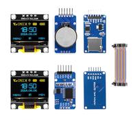 APKLVSR Real-Time Clock RTC Module DS3231 AT24C32 IIC+Micro SD Mini adaptateur de carte TF + écran OLED 0,96" I2C 128 x 64 pixels + fil de pont de 20 cm 40 broches