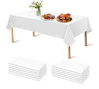 APKOL 12 Pièces Nappes Blanches Jetable, Nappe Blanche Rectangulaire Imperméable, Nappes Jetables, Nappe de Table pour fête d'anniversaire, Banquet, Pique-Nique Barbecue, 137 x 274 cm