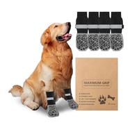 APKOL 2 Paires de Chaussettes Antidérapantes Double Face pour Chiens avec Sangles Réglables,Douces,Protège-Pattes Le Glissement,pour Chien des Petits Moyens et Grands Chiens(S)