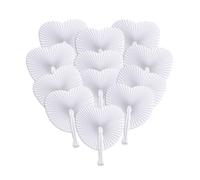 APKOL Lot de 60 Éventails Mariage Blanc (Cœur), Éventail en Papier Pliable