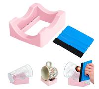 APKOL Support Tasse pour Création, Petit Support en Silicone avec Fente | Intégrée et Racleur à Feuilles, Porte-Gobelet Antidérapant pour DIY, Anneau Maintien pour Tasses Personnalisées (Rose)