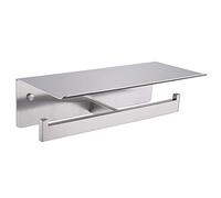 Apl-8912g WC SUS304 en Acier Inoxydable Double Papier Tissue Holder avec téléphone Portable étagère de Rangement, Nickel brossé