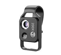 APL-MS002BK Microscope portable flexible réglable et à clipser HD 200x pour téléphone portable compatible avec tous les smartphones, avec polariseur CPL + lumière de remplissage LED + port de charge
