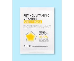 APLB Masque en tissu pour le visage Rétinol Vitamine C Vitamine E Sheet Mask - 25 ml / 1 pc