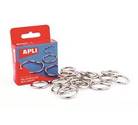 APLI Anneau en métal ouvrable 000451 – 20 mm, lot de 20, argent