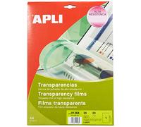 APLI Films transparents pour imprimante laser 001268 – 20 films (210 x 297 mm)