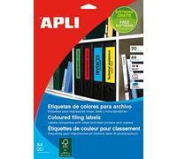 APLI Étiquettes dos de classeur 001374 — Lot de 80 190 x 62 mm Jaune