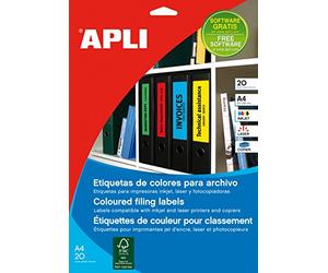 Apli 001375 Lot de 80 Etiquettes Dos de classeur 190 x 61 mm Bleu