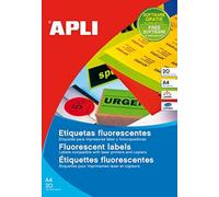 Apli 002872 Lot de 480 Etiquettes laser/copieur 64 x 33,9 mm Rouge Fluo