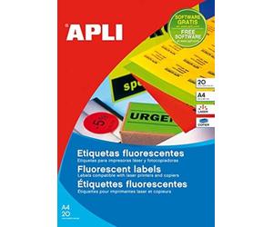Apli 002872 Lot de 480 Etiquettes laser/copieur 64 x 33,9 mm Rouge Fluo