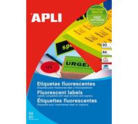 Apli 002876 Lot de 160 Etiquettes laser/copieur 99,1 x 67,7 mm Rouge Fluo