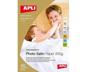 Apli 004136 Lot de 60 Papier Photo satin 210 x 297 mm 200 g