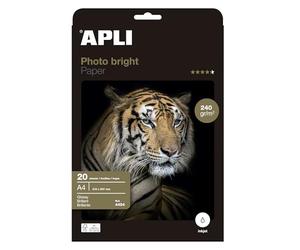 Apli 004454 Lot de 20 Papier Photo Bright 210 x 297 mm 240 g