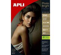 Apli 004457 Lot de 50 Papier Photo Bright 297 mm x 420 mm 200 g