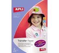 APLI 010955 - 2 Feuilles de Papier transfert A4 pour tous types de vêtement - Compatible avec les imprimantes Ink Jet