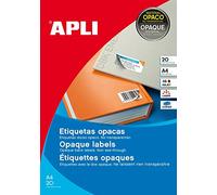 APLI Étiquettes opaques 011706 – coins arrondis 25,4 x 10 mm – Lot de 20 Blanc
