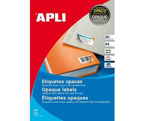 Apli 011708 Lot de 20 Etiquettes opaques coins droits 70 x 37 mm Blanc