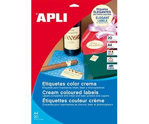 Apli 011800 Lot de 20 Etiquettes multi usage 70 x 37 mm Crème