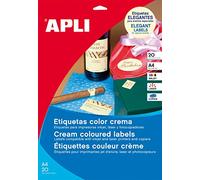 Apli 011802 Lot de 20 Etiquettes multi usage 210 x 297 mm Crème