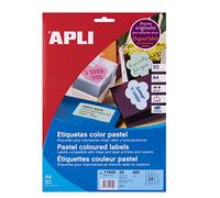 APLI Étiquettes 011842 – 70 x 37 mm Adhésif permanent Bleu pastel – Lot de 20 feuilles