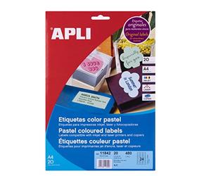 Apli 011842 Lot de 20 Etiquettes multi usage 70 x 37 mm Bleu Pastel