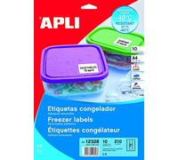 Apli 012328 Lot de 10 Etiquettes congélation arrondis 63,5 x 38,1 mm Blanc