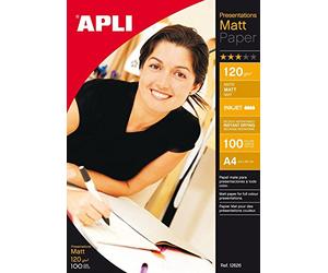 Apli 012626 Lot de 100 Papier de Présentation Mat 210 mm x 297 mm 120 g