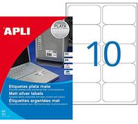 Apli 015030 Lot de 200 Etiquettes polyester laser/copieur 96 x 50,8 mm Argent