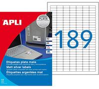 APLI Étiquettes polyester 015031 – Lot de 3780, 25,4 x 10 mm, laser/copieur, Argent