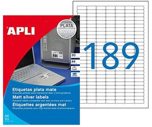 Apli 015031 Lot de 3780 Etiquettes polyester laser/copieur 25,4 x 10 mm Argent