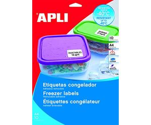 Apli 015072 Lot de 10 Etiquettes congélation carrés 210 x 297 mm Blanc